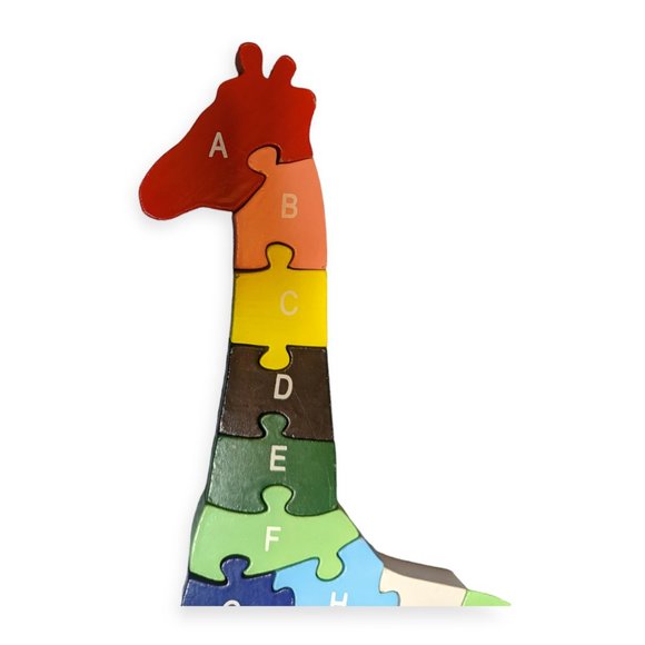 Wooden Rainbow Giraffe Alphabet & Numbers Puzzle - Picture 2 of 6